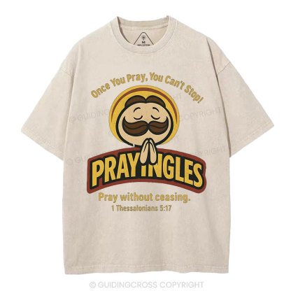 Pray Without Ceasing Christian Washed T-Shirt