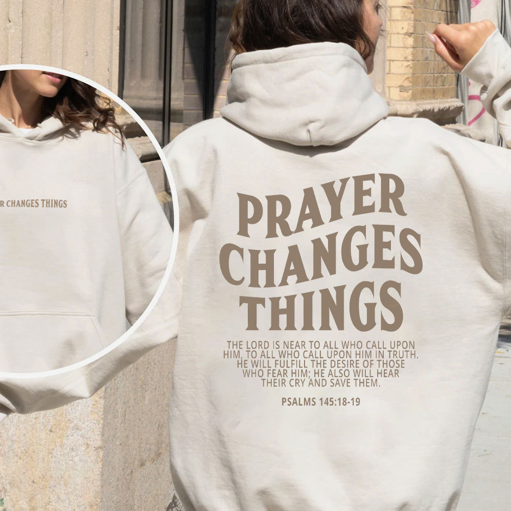 Prayer Changes Things Christian Fleece Hoodie Set