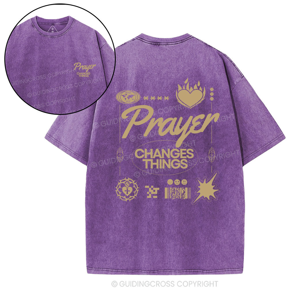 Prayer Changes Things Christian Washed T-Shirt
