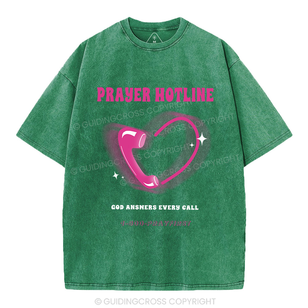 Prayer Hotline Christian Washed T-Shirt