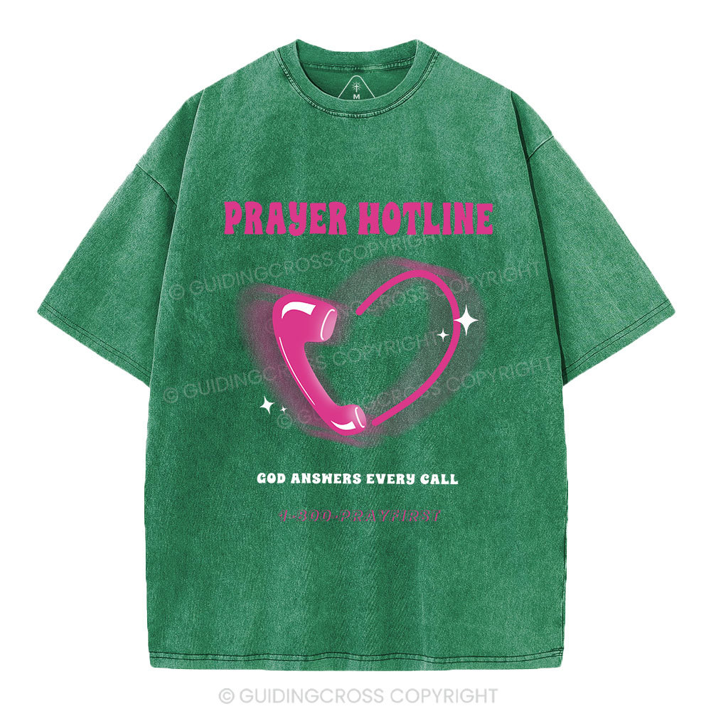 Prayer Hotline Christian Washed T-Shirt