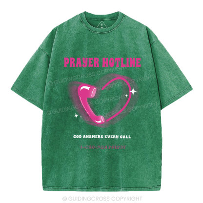 Prayer Hotline Christian Washed T-Shirt