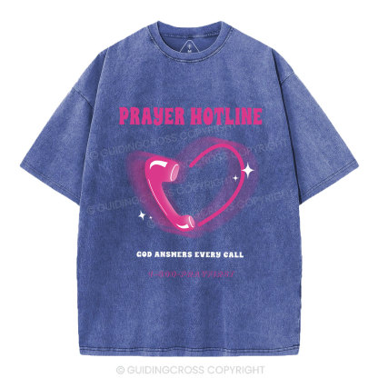 Prayer Hotline Christian Washed T-Shirt