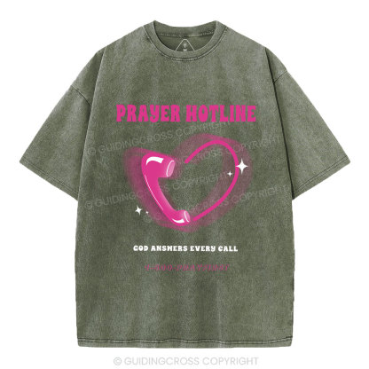 Prayer Hotline Christian Washed T-Shirt