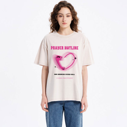 Prayer Hotline Christian Washed T-Shirt