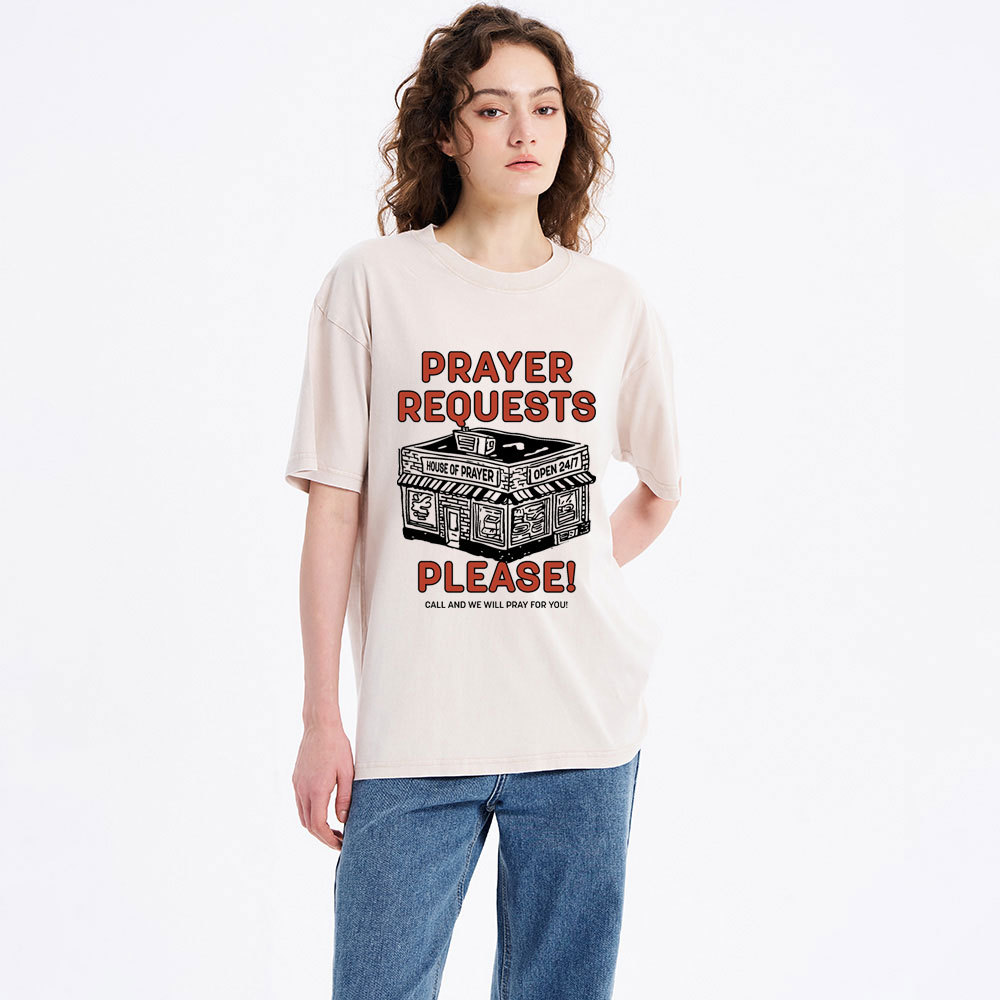 Prayer Requests Please Christian Washed T-Shirt