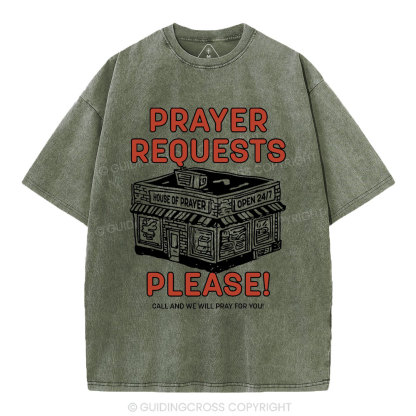 Prayer Requests Please Christian Washed T-Shirt