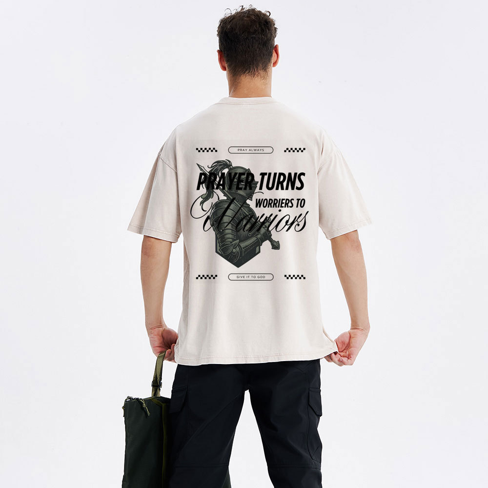 Prayer Turns Worries To Warriors Christian Washed T-Shirt