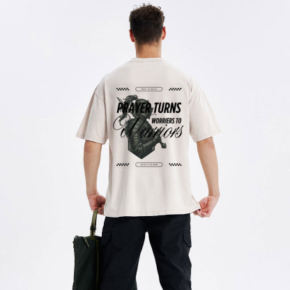 Prayer Turns Worries To Warriors Christian Washed T-Shirt