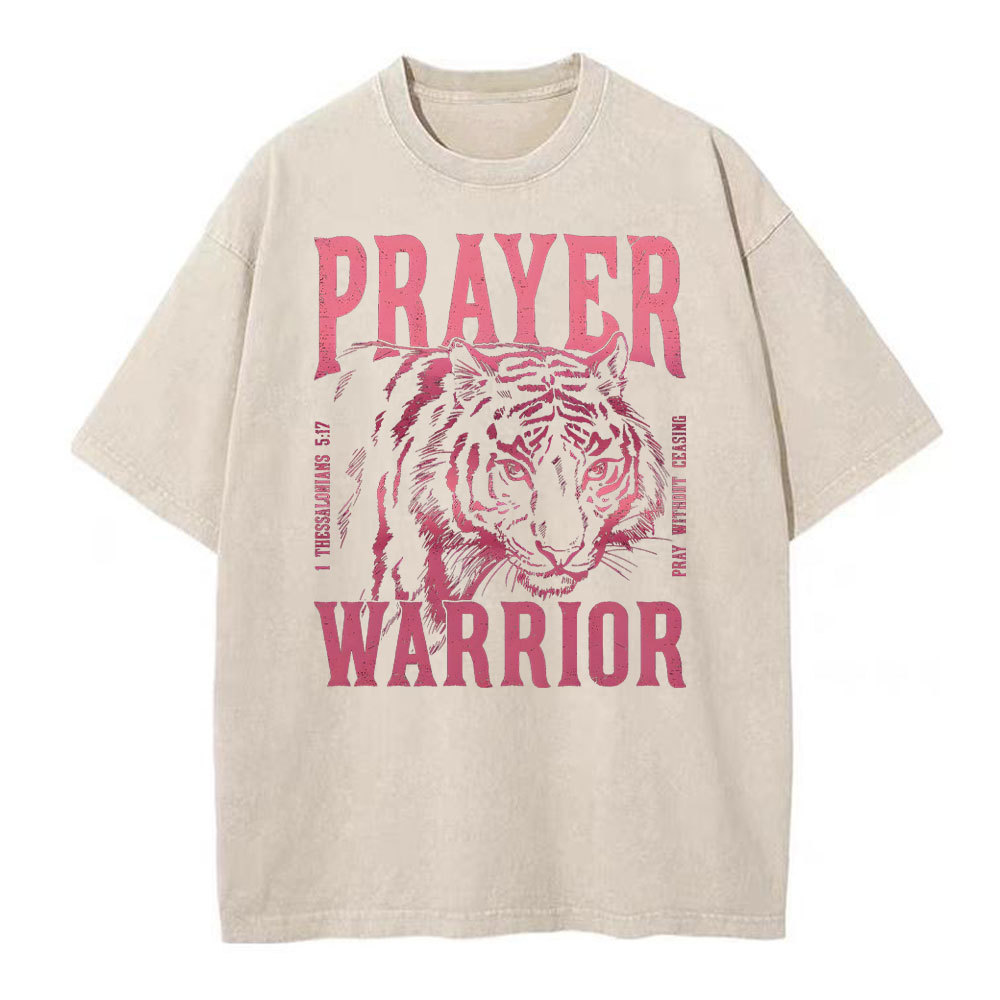 Prayer Warrior Christian Washed T-Shirt