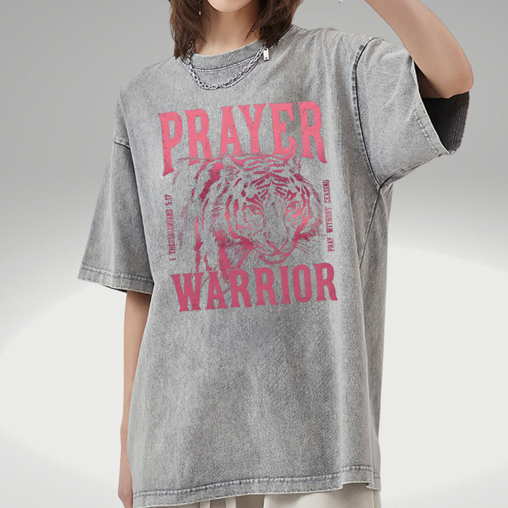 Prayer Warrior Christian Washed T-Shirt