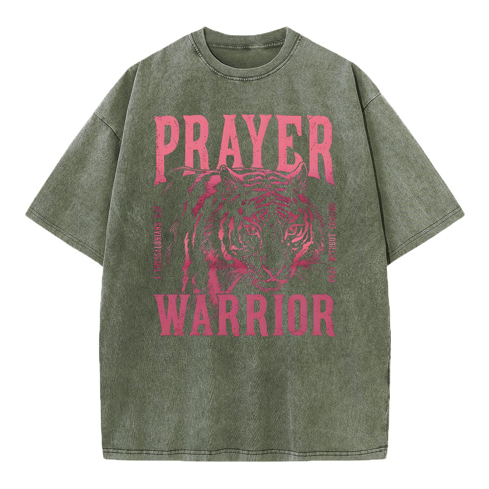 Prayer Warrior Christian Washed T-Shirt