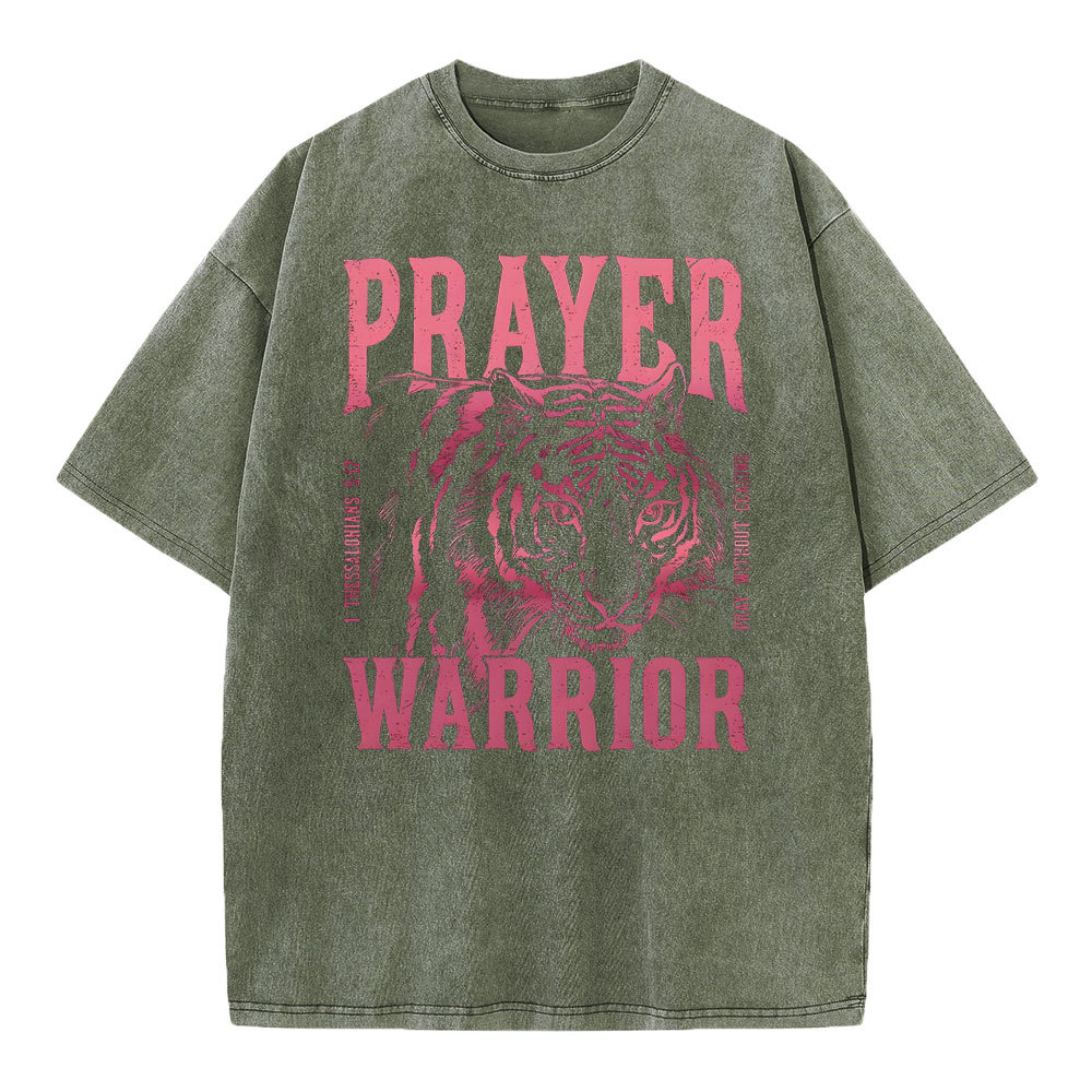 Prayer Warrior Christian Washed T-Shirt