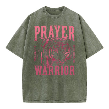 Prayer Warrior Christian Washed T-Shirt