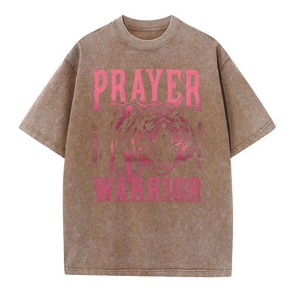 Prayer Warrior Christian Washed T-Shirt