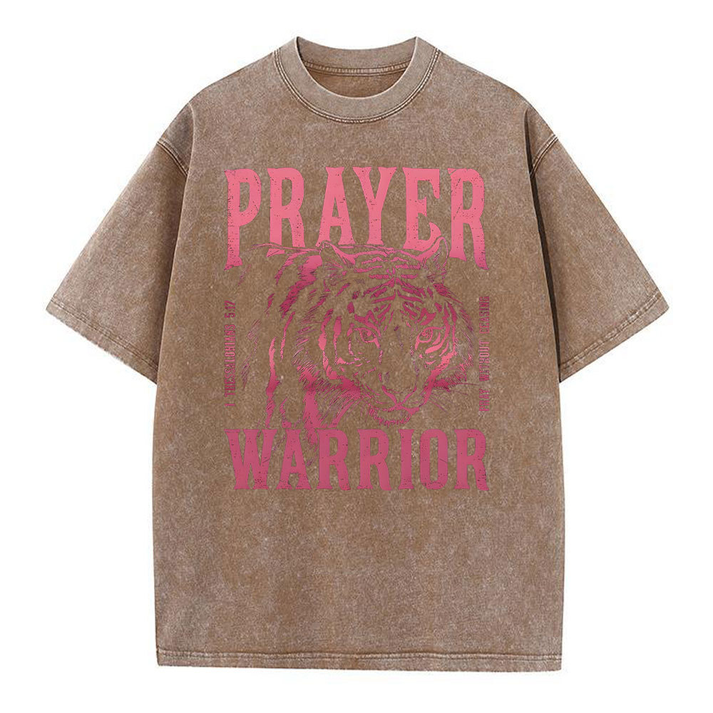 Prayer Warrior Christian Washed T-Shirt