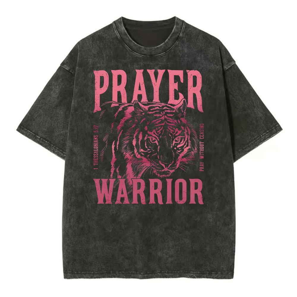 Prayer Warrior Christian Washed T-Shirt