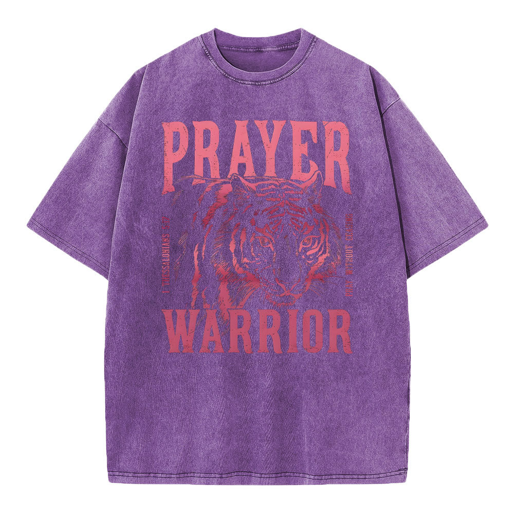 Prayer Warrior Christian Washed T-Shirt