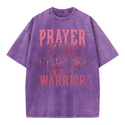 Prayer Warrior Christian Washed T-Shirt