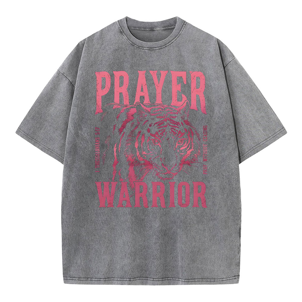 Prayer Warrior Christian Washed T-Shirt