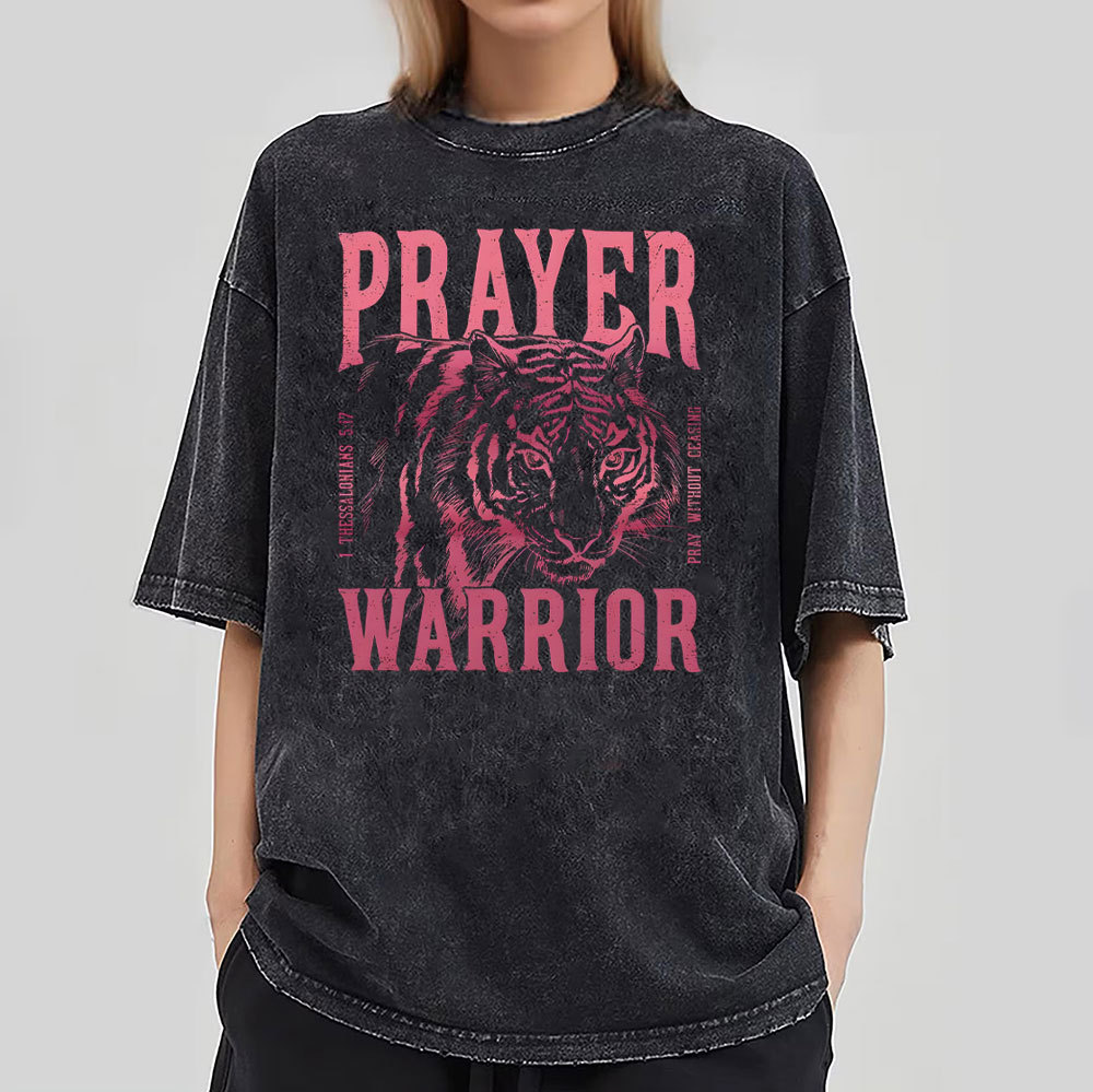 Prayer Warrior Christian Washed T-Shirt