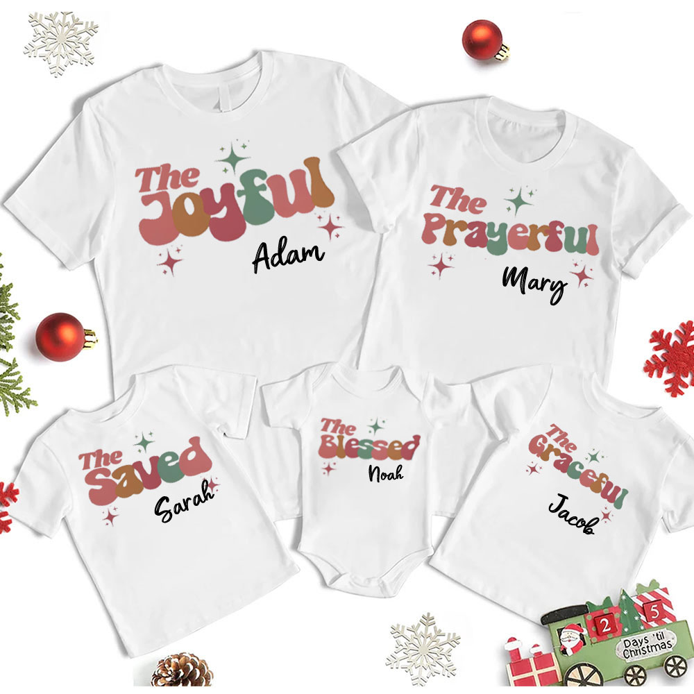 Personalized Prayerful Christmas Family Matching Shirts