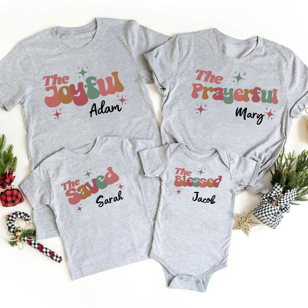 Personalized Prayerful Christmas Family Matching Shirts