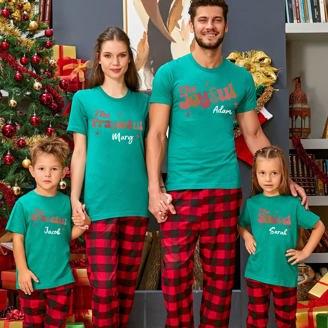 Personalized Prayerful Christmas Family Matching Shirts
