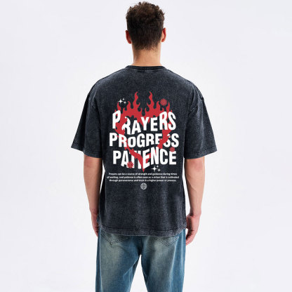 Prayers Progress Patience Christian Washed T-Shirt