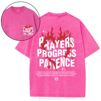 Prayers Progress Patience Christian Washed T-Shirt