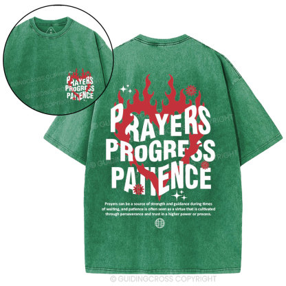 Prayers Progress Patience Christian Washed T-Shirt
