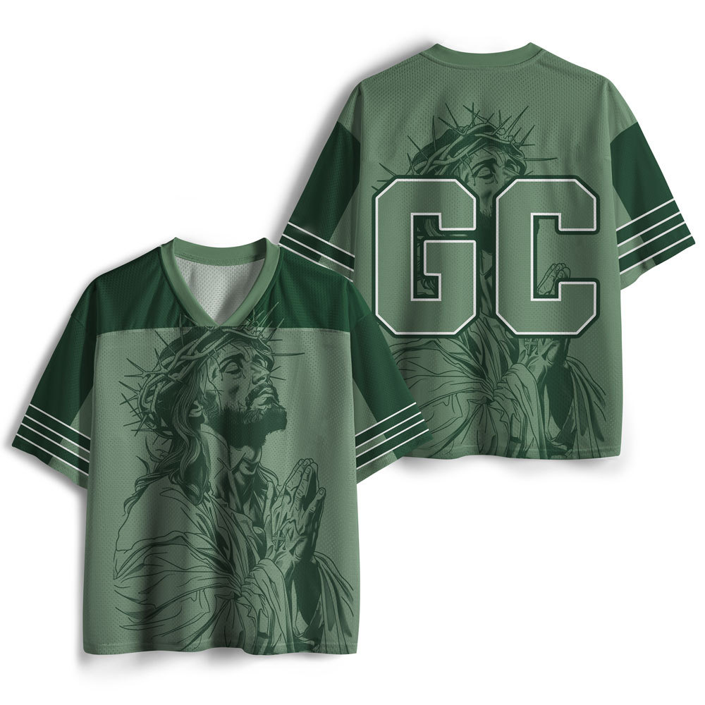 Praying Christian Green Mesh Jersey