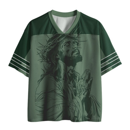Praying Christian Green Mesh Jersey