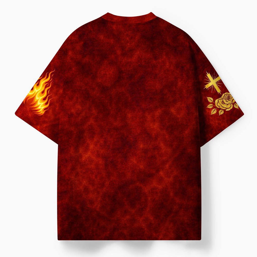 Praying Hands Oversized All-Over Print Christian T-Shirt