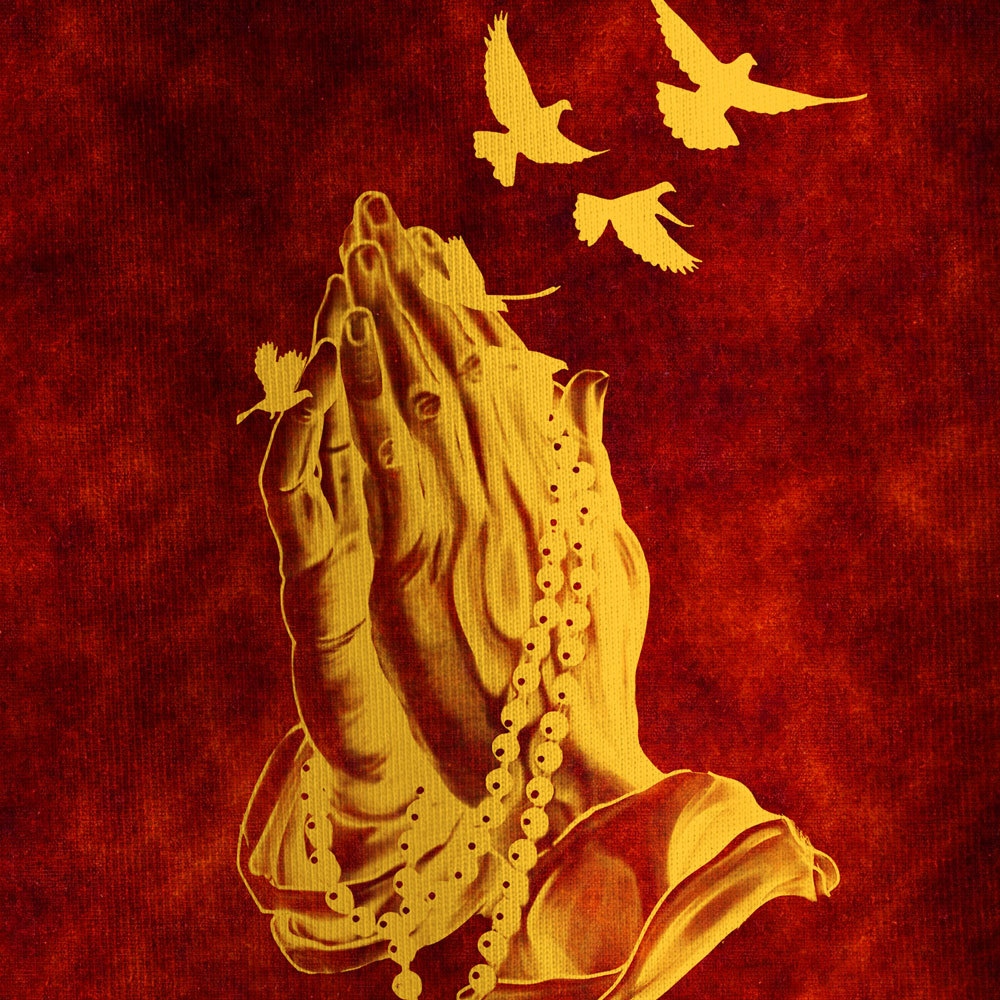 Praying Hands Oversized All-Over Print Christian T-Shirt