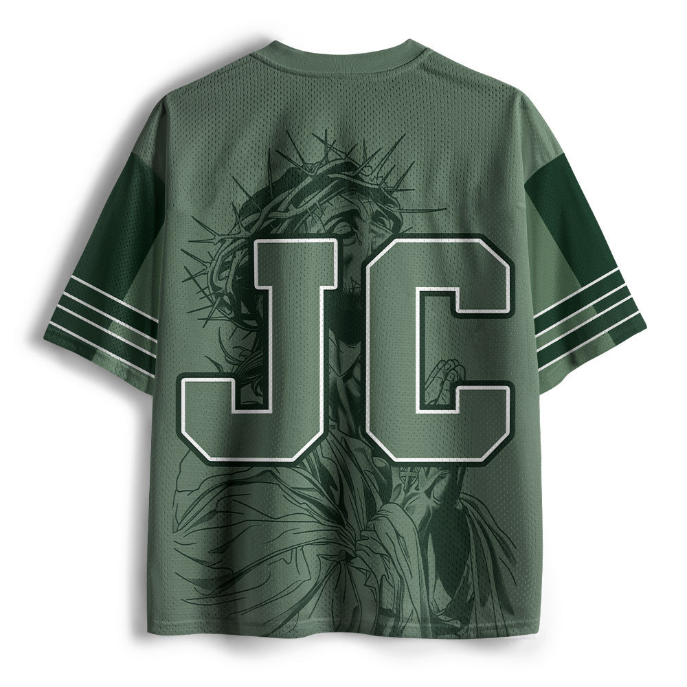 Praying Jesus Christian Green Mesh Jersey