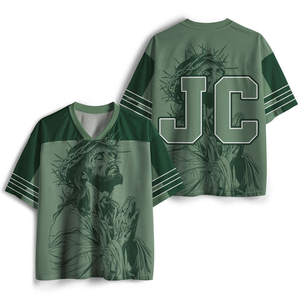 Praying Jesus Christian Green Mesh Jersey
