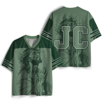 Praying Jesus Christian Green Mesh Jersey