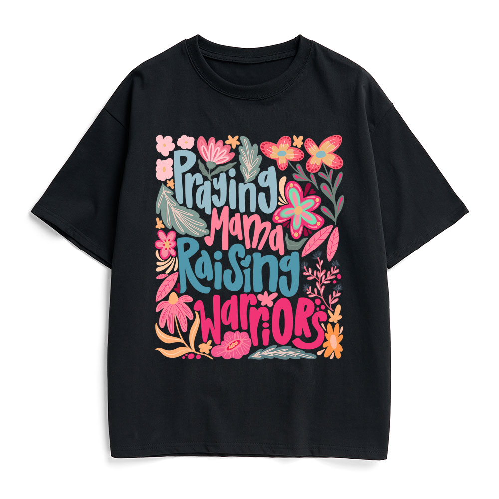Praying Mama Raising Warriors Christian Heavy Cotton T-Shirt