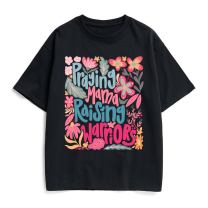 Praying Mama Raising Warriors Christian Heavy Cotton T-Shirt