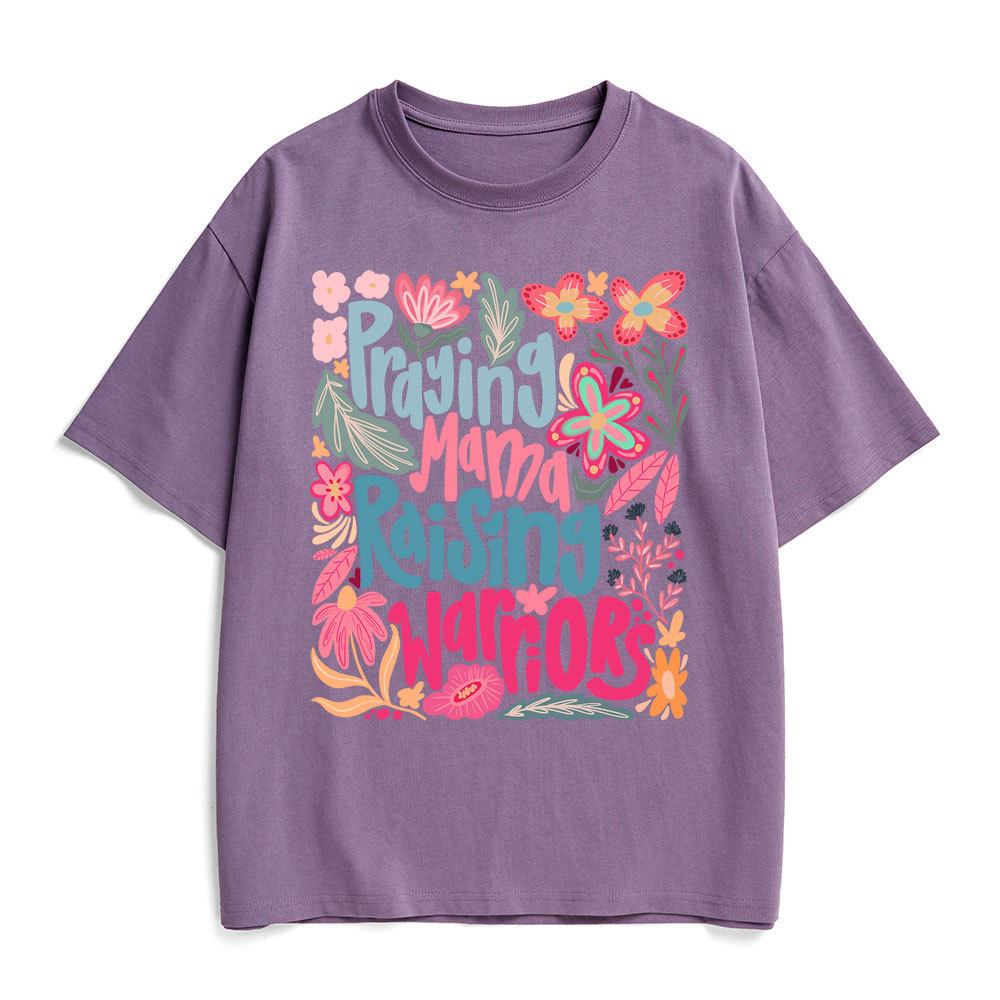 Praying Mama Raising Warriors Christian Heavy Cotton T-Shirt