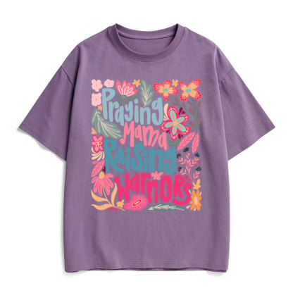 Praying Mama Raising Warriors Christian Heavy Cotton T-Shirt