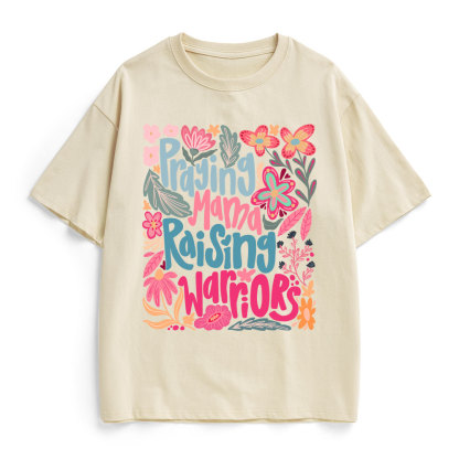 Praying Mama Raising Warriors Christian Heavy Cotton T-Shirt