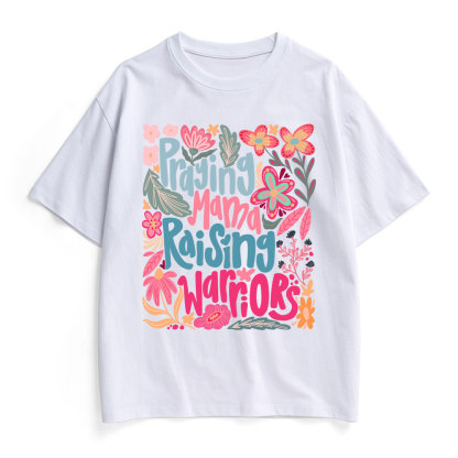 Praying Mama Raising Warriors Christian Heavy Cotton T-Shirt