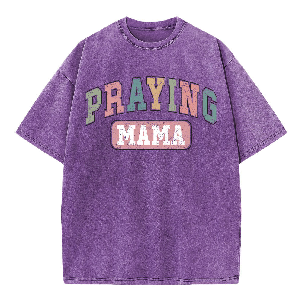 Praying Mama Vintage Christian Washed T-Shirt