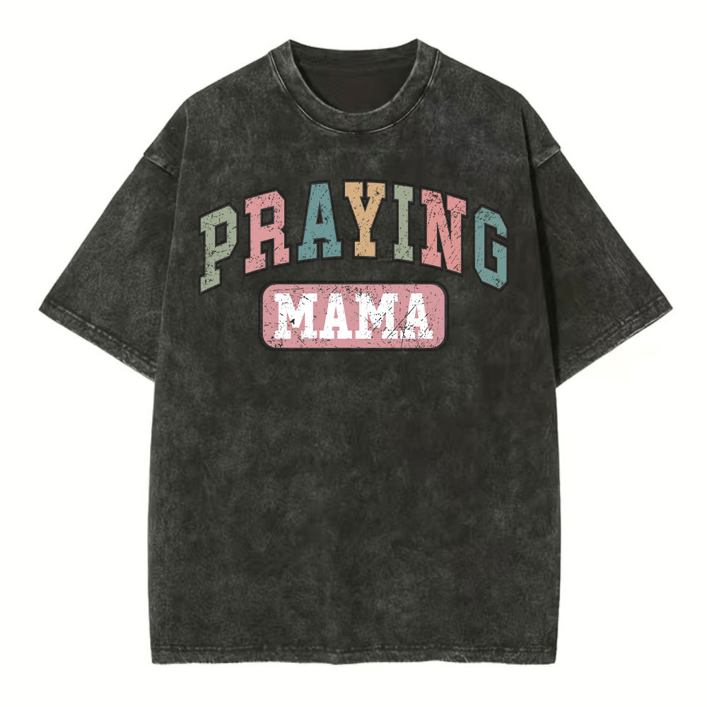 Praying Mama Vintage Christian Washed T-Shirt Sale-GuidingCross