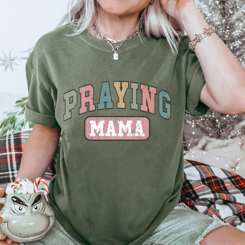 Praying Mama Vintage Christian Washed T-Shirt