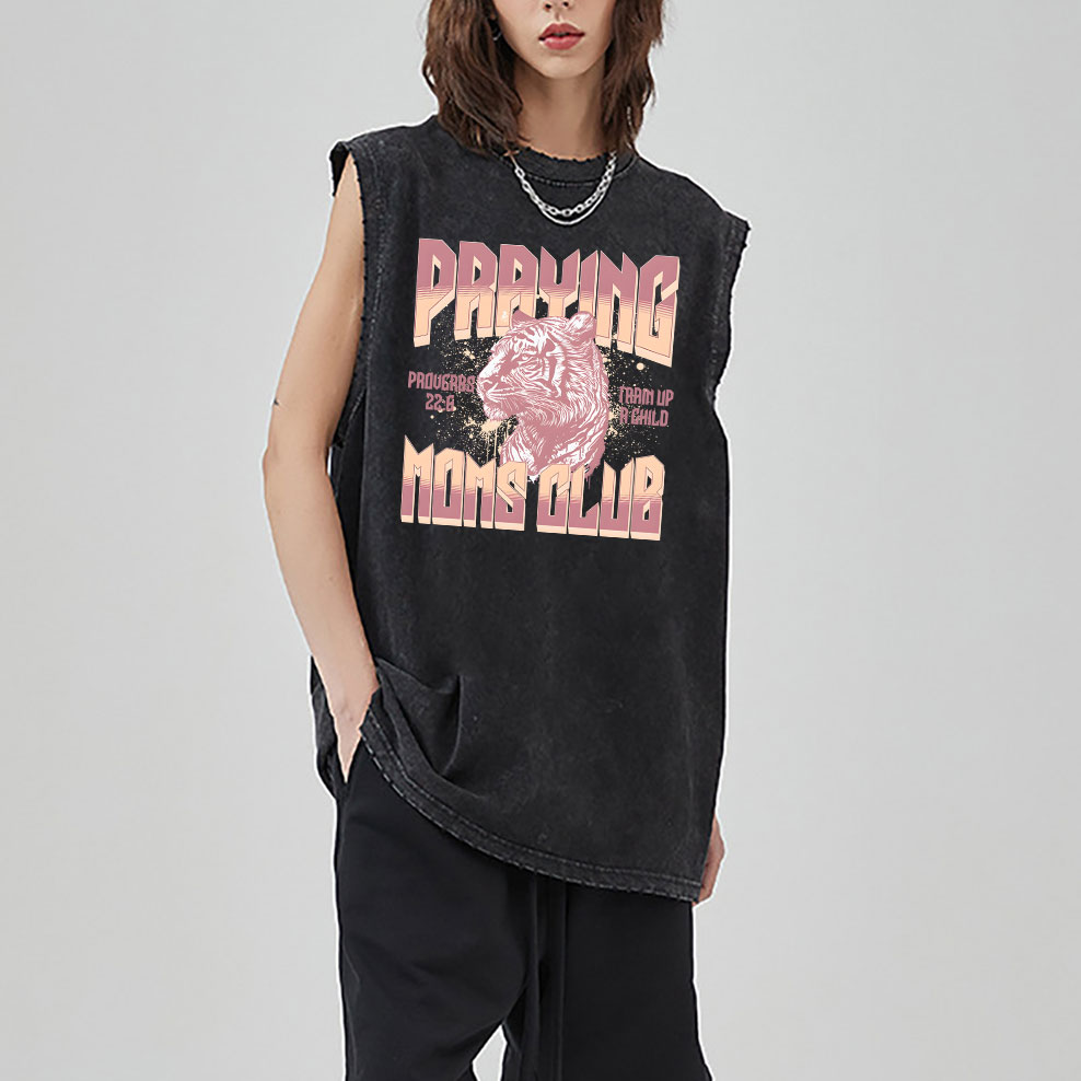 Praying Moms Club Christian Washed Sleeveless Tee