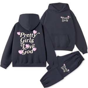 Image of Pretty Girls Love God Christian Fleece Hoodie Set