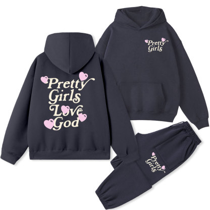 Pretty Girls Love God Christian Fleece Hoodie Set